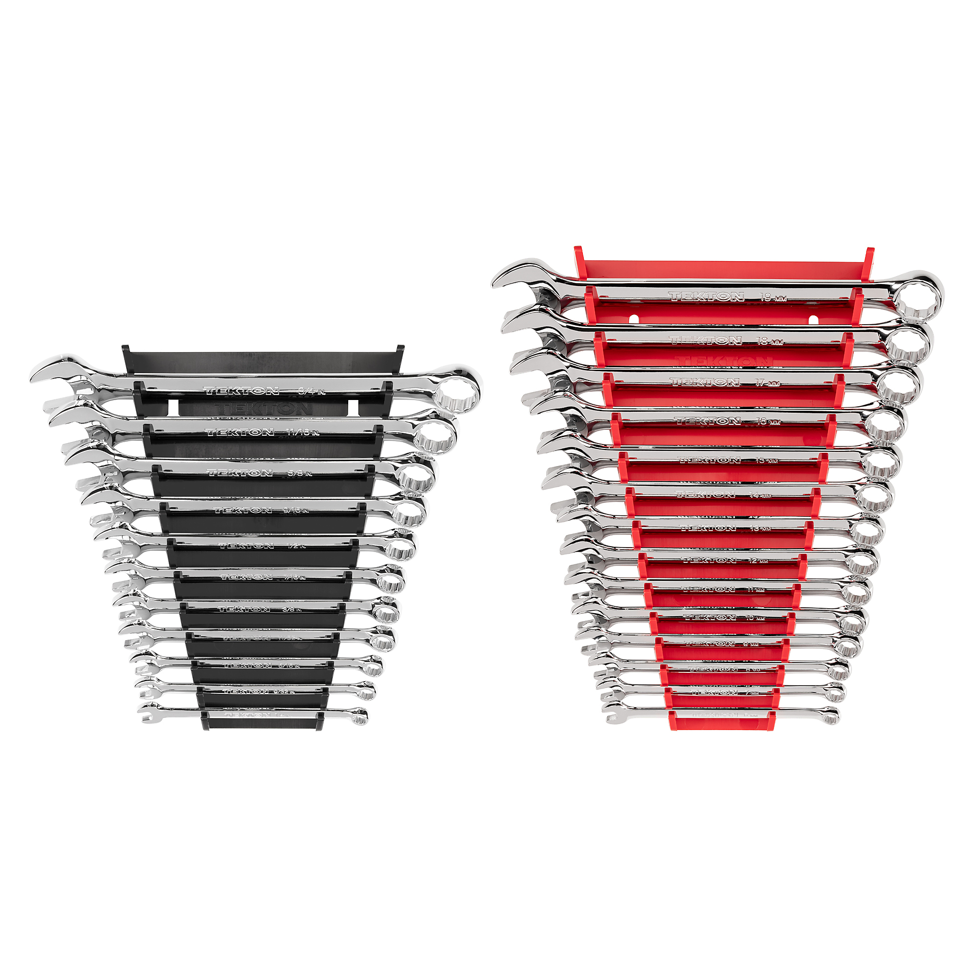 TEKTON Combination Wrench Set with Racks, 25-Piece (1/4-3/4 in., 6-19 mm) | WCB91303